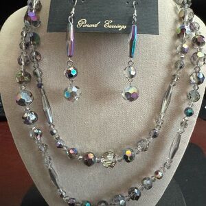 Park Lane Aurora Borealis Crystal Beaded Necklace with Matching Drop Earrings